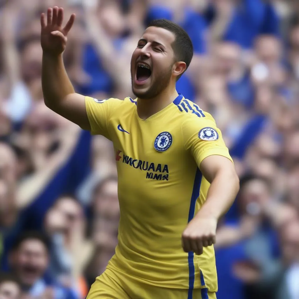 Eden Hazard ăn mừng bàn thắng