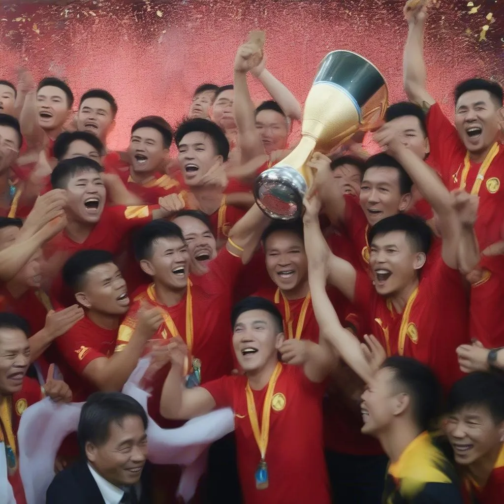 Hình ảnh đội tuyển Việt Nam nâng cao cúp vô địch AFF Cup 2018