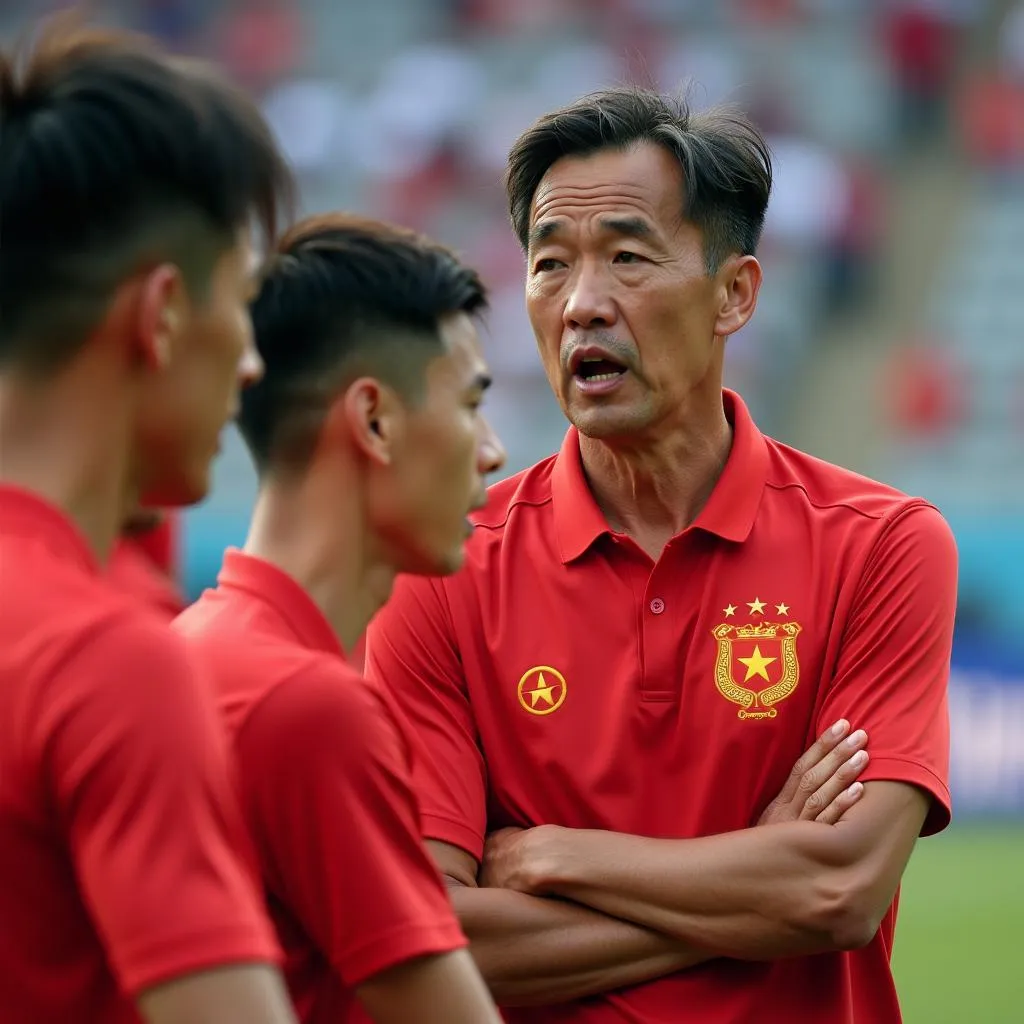 Vietnamese coach giving instructions