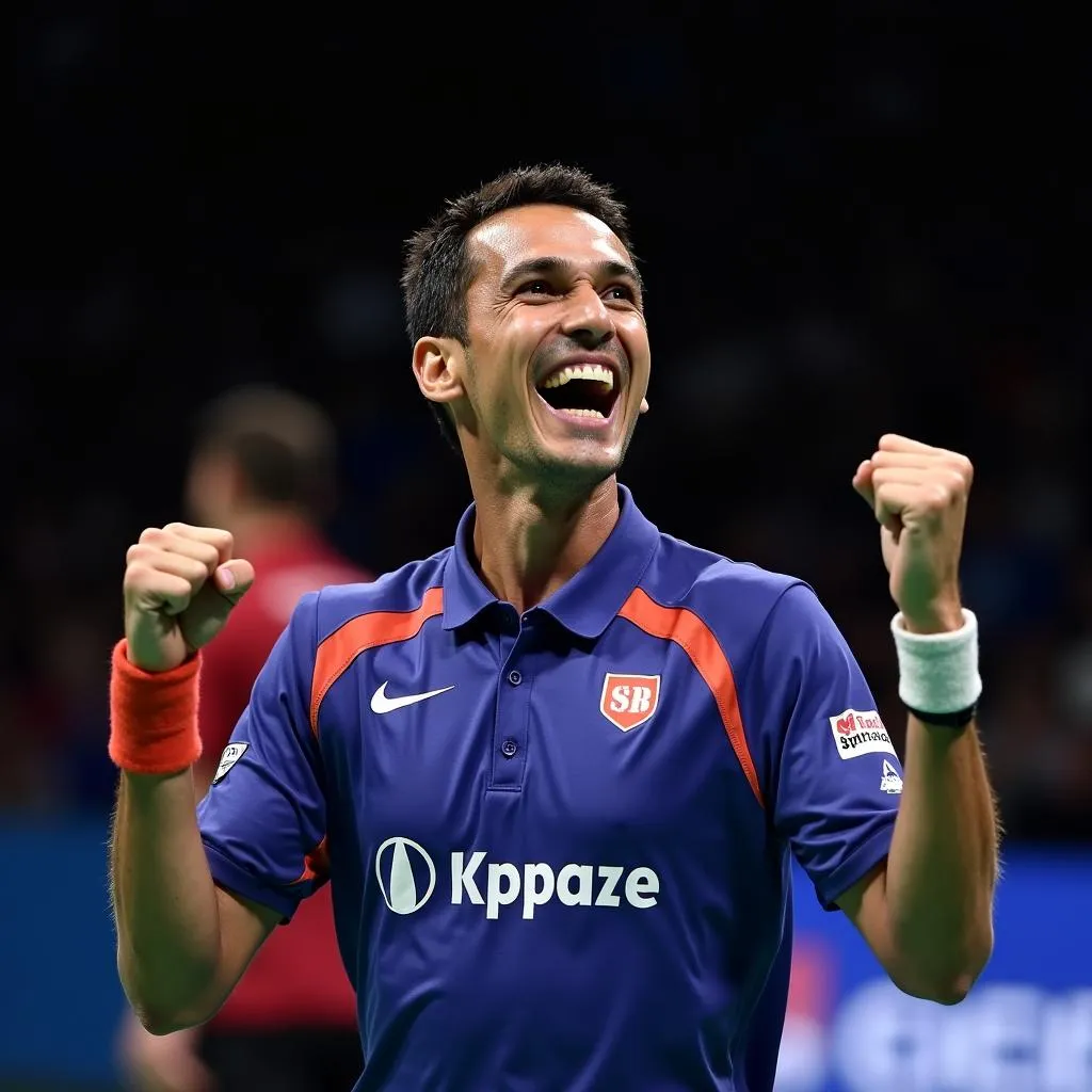 Jonatan Christie ăn mừng chiến thắng