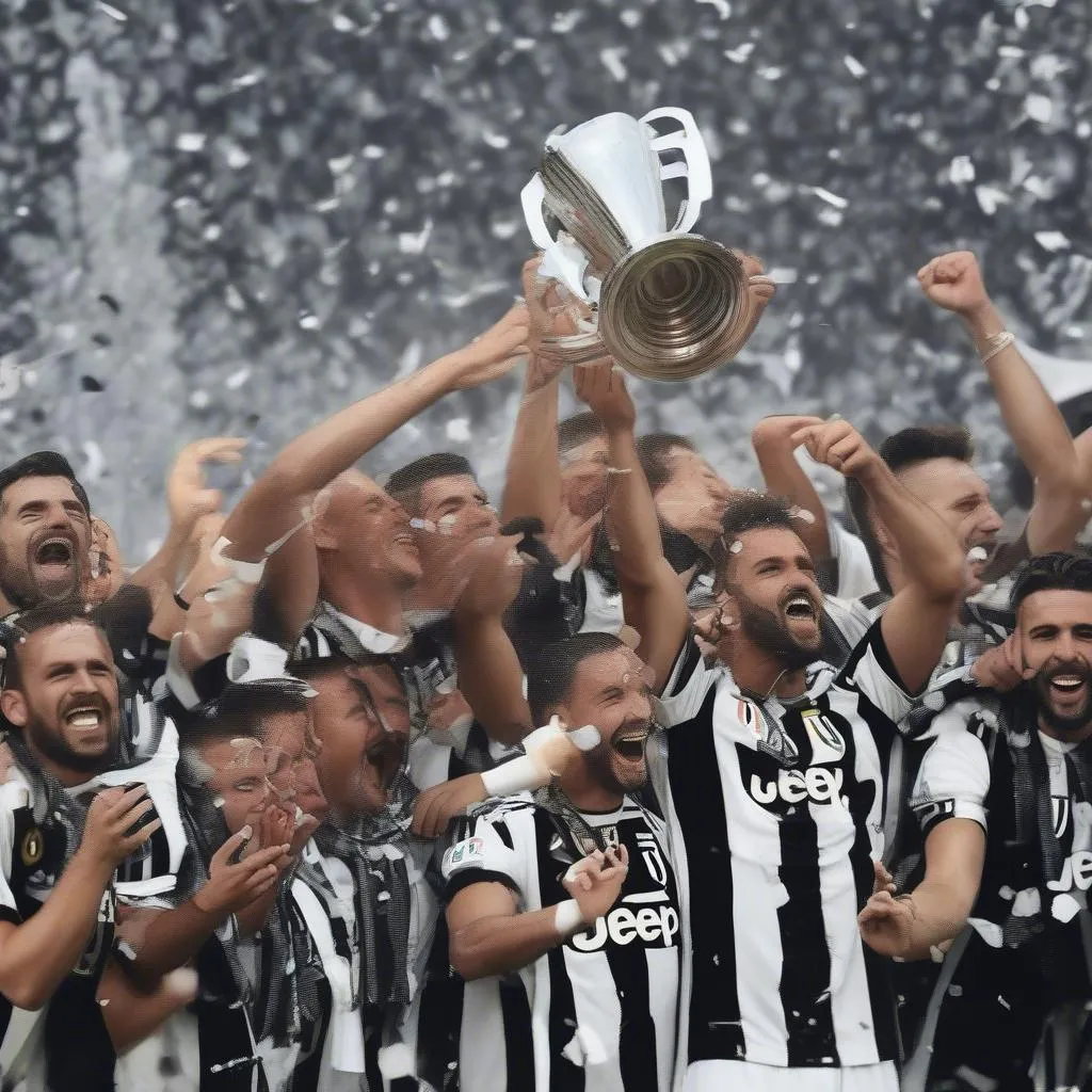 Hình ảnh Juventus trong lễ trao giải vô địch Serie A