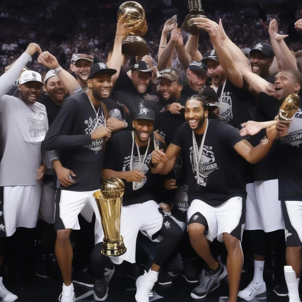 Kawhi Leonard celebrates his NBA Championship with the San Antonio Spurs in 2014.