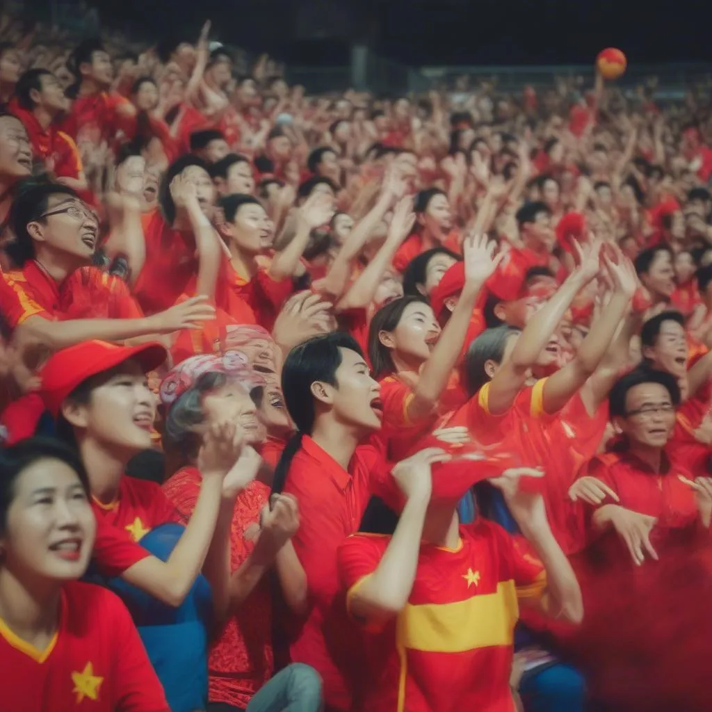 Volleyball fans cheering