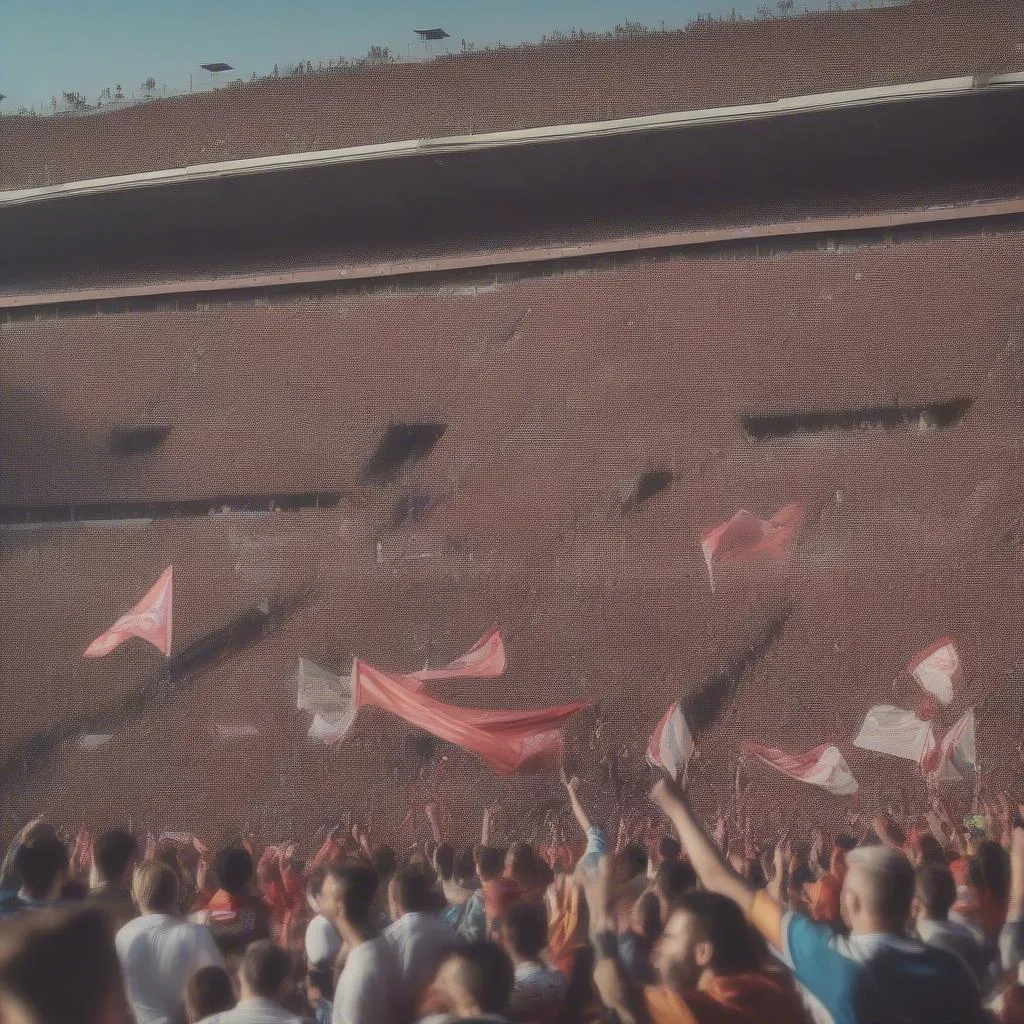 Fans Cheering in Soccer Stadium