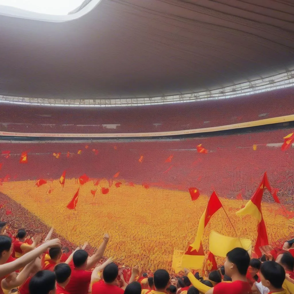 Football fans cheering at My Dinh Stadium