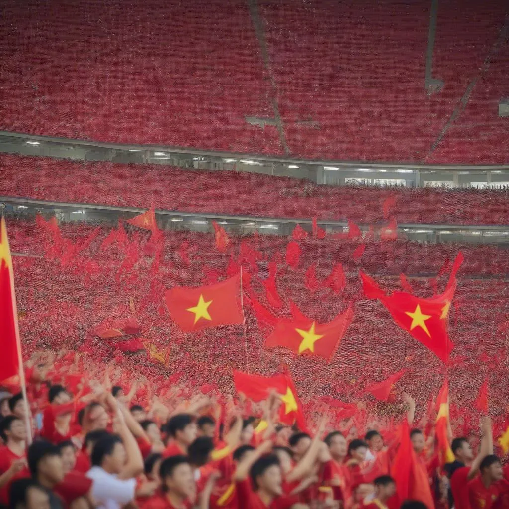 Vietnamese fans cheer for football