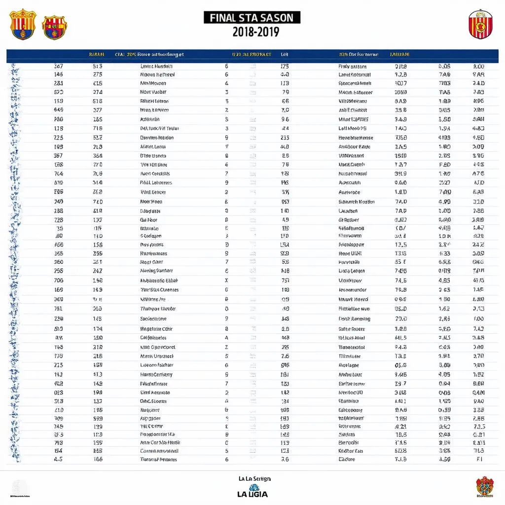 Bảng xếp hạng La Liga 2018-2019