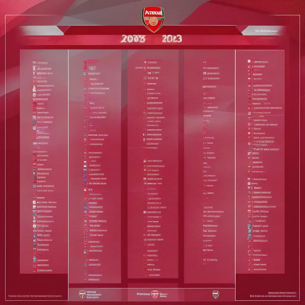 Lịch thi đấu Arsenal 2023 Champions League