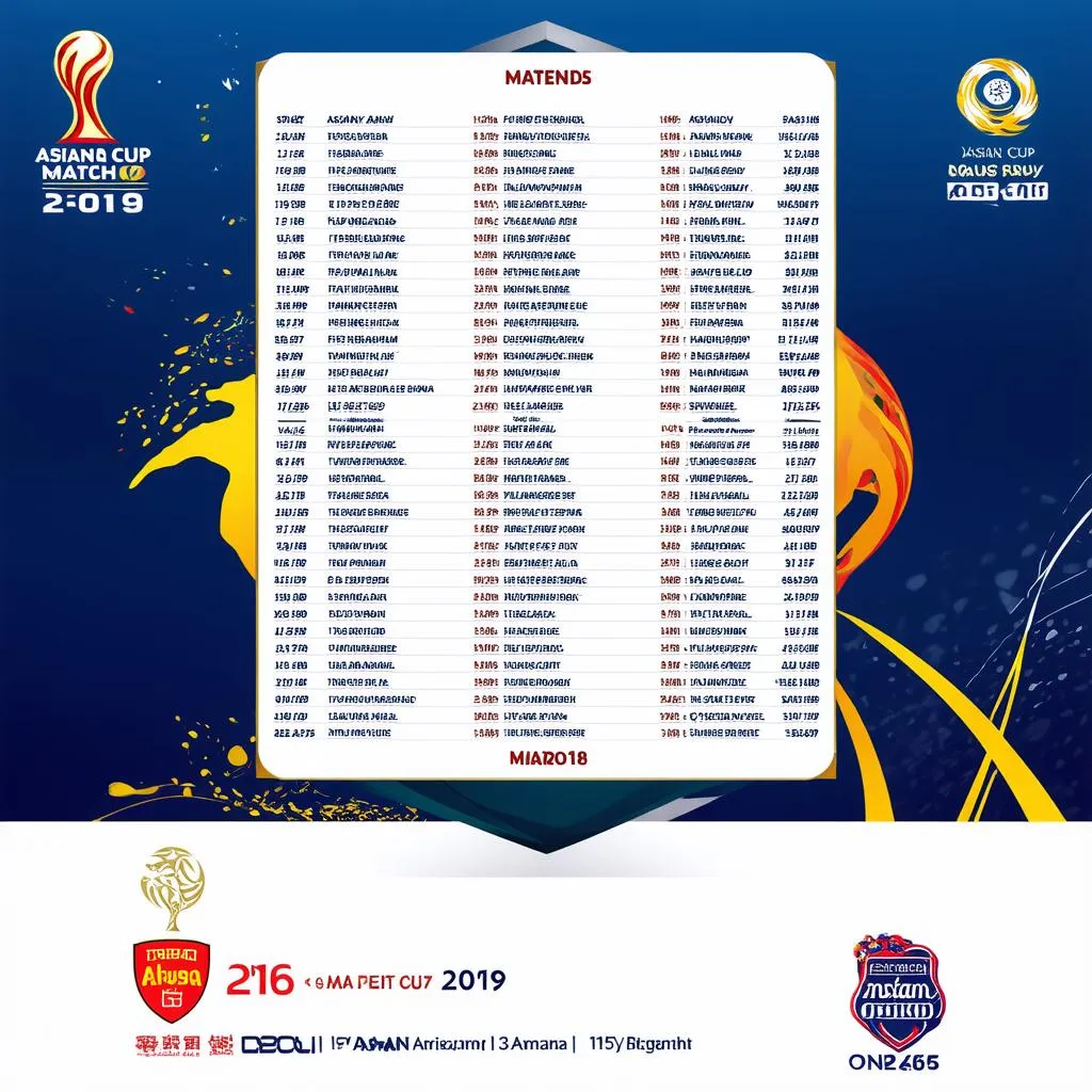 Lịch thi đấu Asian Cup 2019