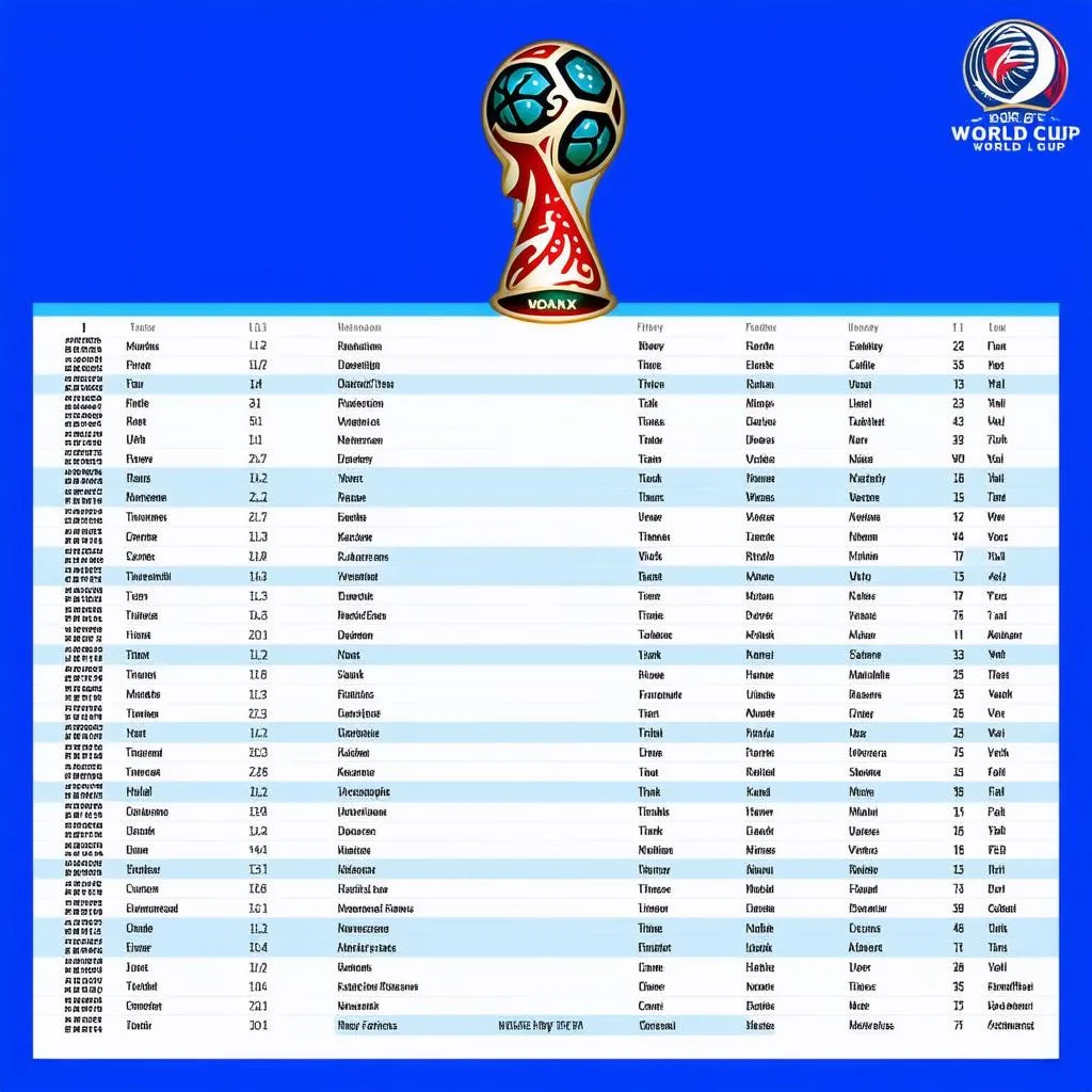 Lịch thi đấu bóng đá World Cup