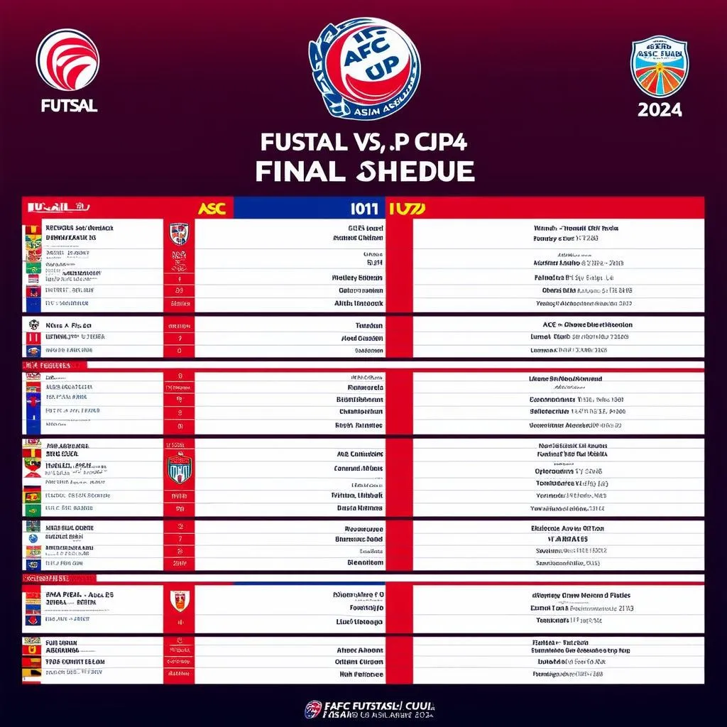 Lịch thi đấu chung kết AFC Futsal Asian Cup 2024