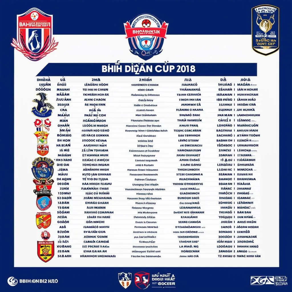 Lịch thi đấu Cup Bình Điền 2018