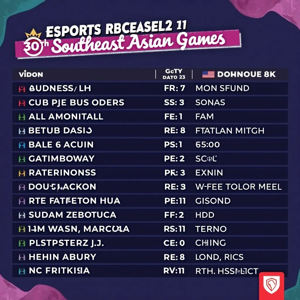 Lịch thi đấu Esports Seagame 30