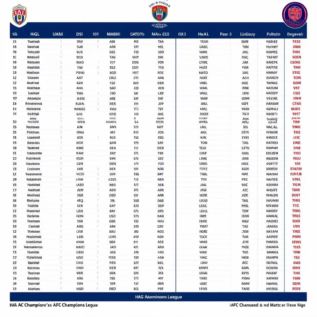 Lịch thi đấu HAGL AFC Champions League