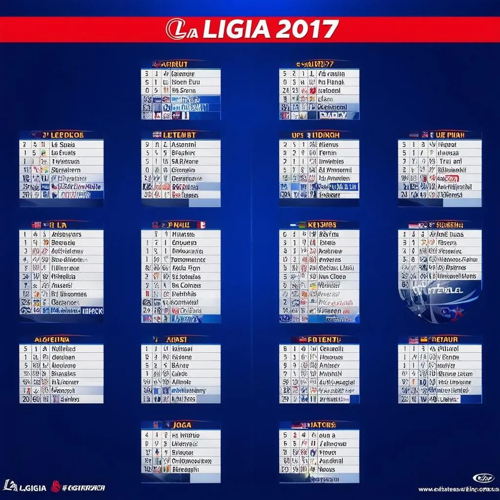 Lịch thi đấu La Liga 2017 full