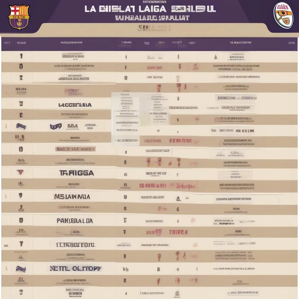 Lịch thi đấu bóng đá La Liga Tây Ban Nha