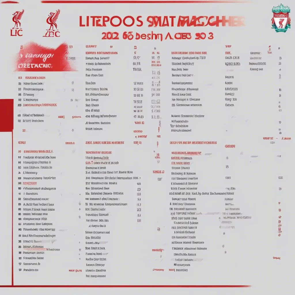 Liverpool's schedule for the 2023 season