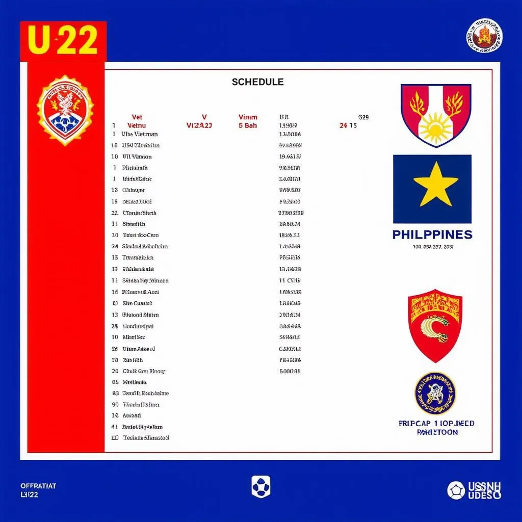 Lịch thi đấu U22 Việt Nam vs Philippines