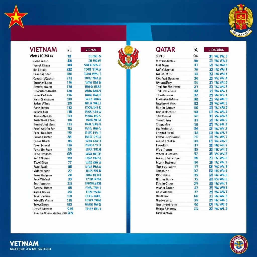 Lịch thi đấu Việt Nam - Qatar