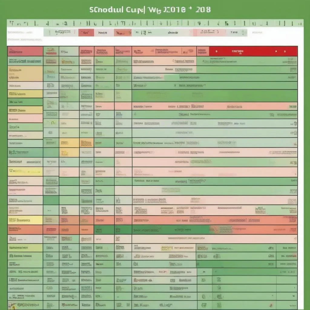 Lịch thi đấu World Cup 2018 Excel