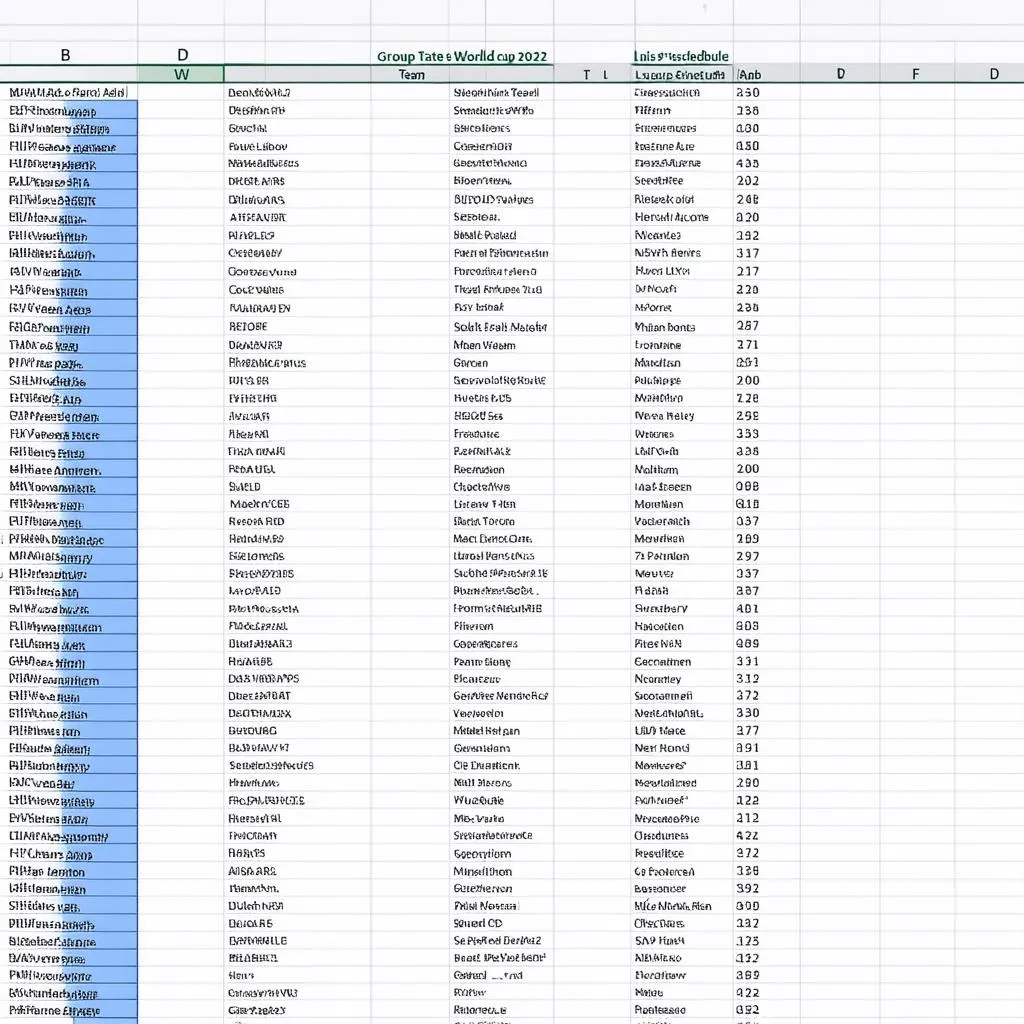 Lịch thi đấu World Cup 2022 file excel