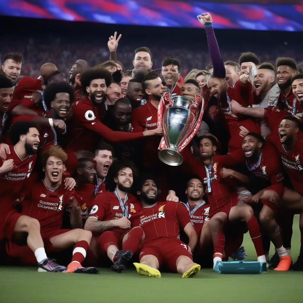 Hình ảnh Liverpool nâng cao cúp vô địch Champions League 2019