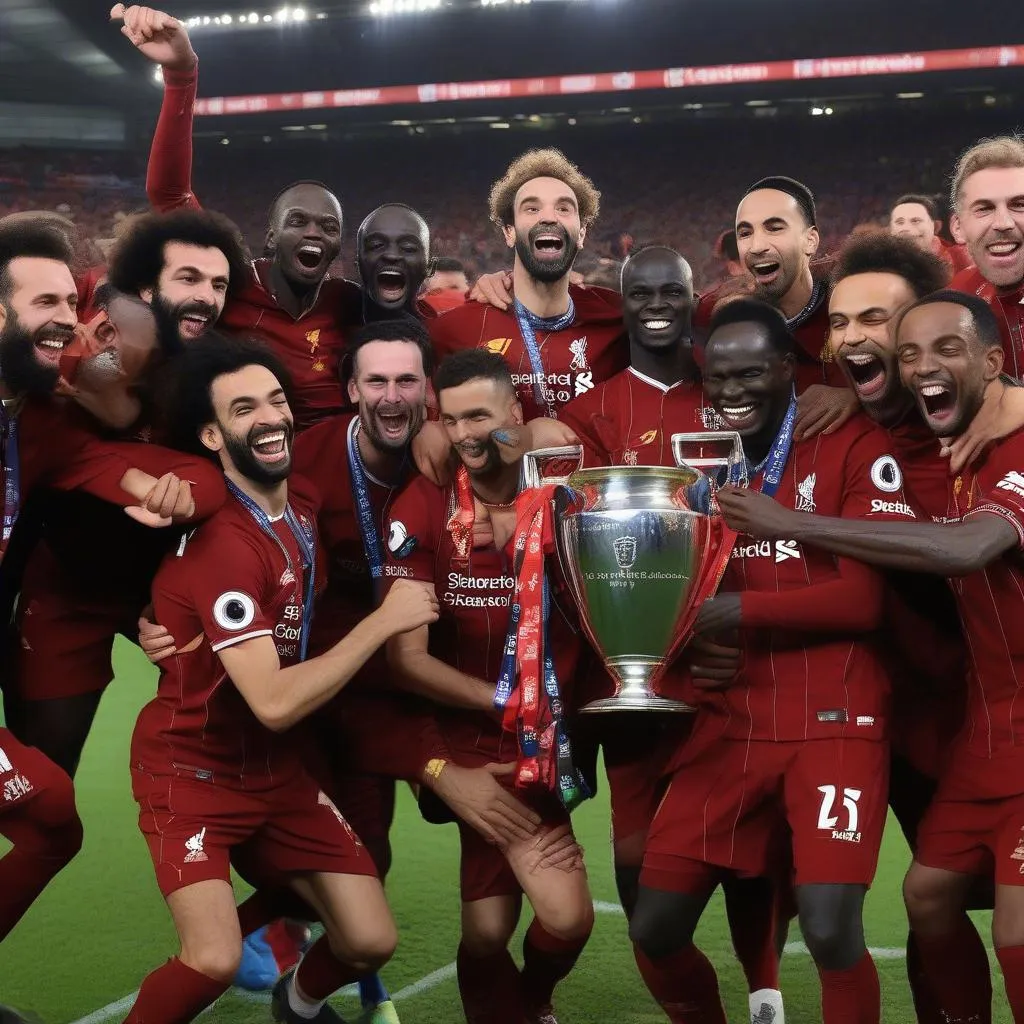 Hình ảnh Liverpool vô địch Champions League 2019 với HLV Klopp, Mane và Salah