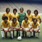 Hình ảnh đội tuyển Brazil năm 1974 với dòng chữ "Lời nguyền vô địch World Cup"