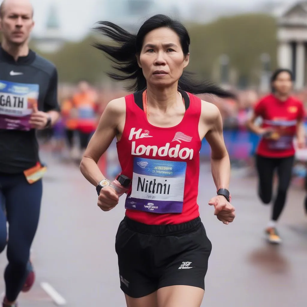 Cầu thủ Việt Nam Nguyễn Thị Thanh đang thi đấu Marathon London