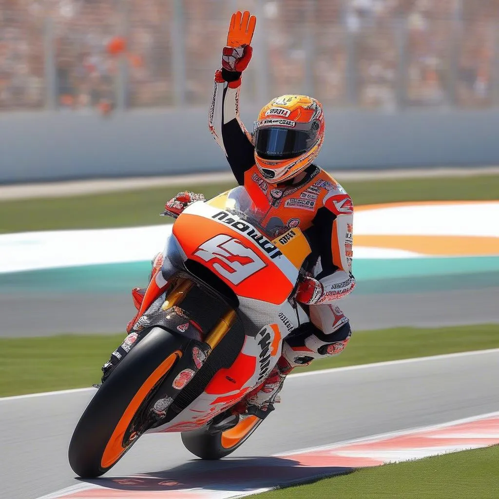 Hình ảnh Marc Marquez ăn mừng chiến thắng