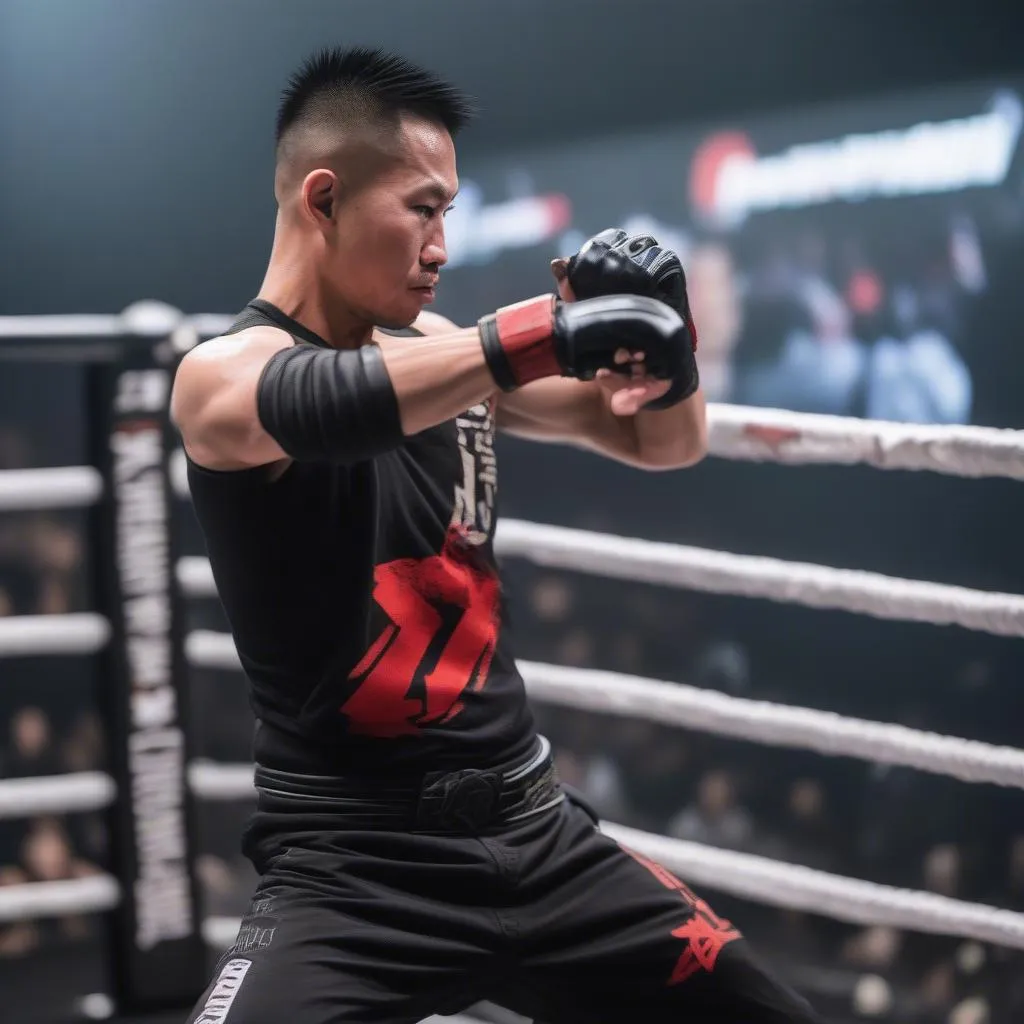 Martin Nguyễn đối đầu với đối thủ trong một trận đấu nảy lửa tại ONE Championship