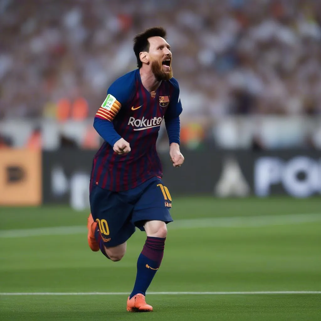 Lionel Messi celebrates his goal 