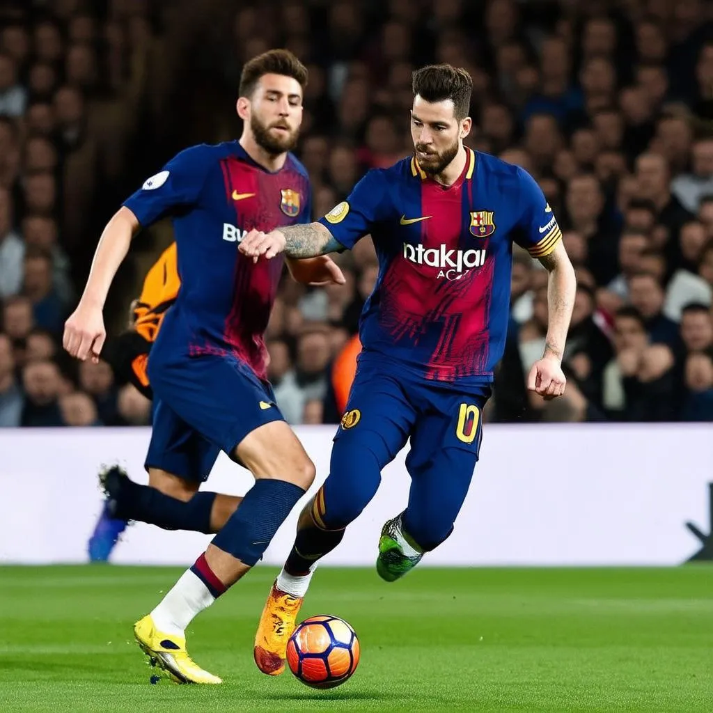 Messi đi bóng qua đối thủ