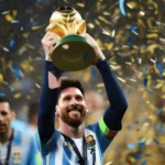 Messi giơ cao cúp vàng