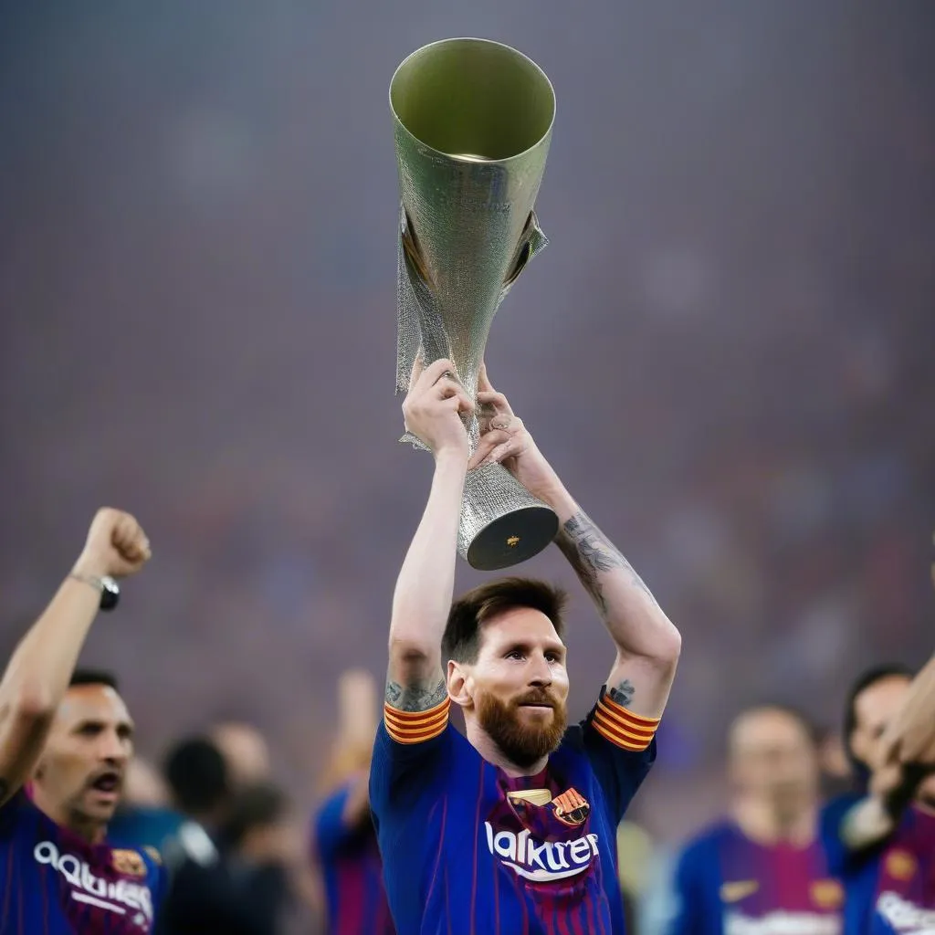 Messi nâng cup La Liga