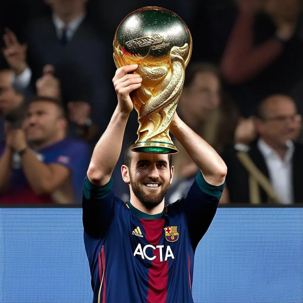 Messi nâng cao cup vàng World Cup