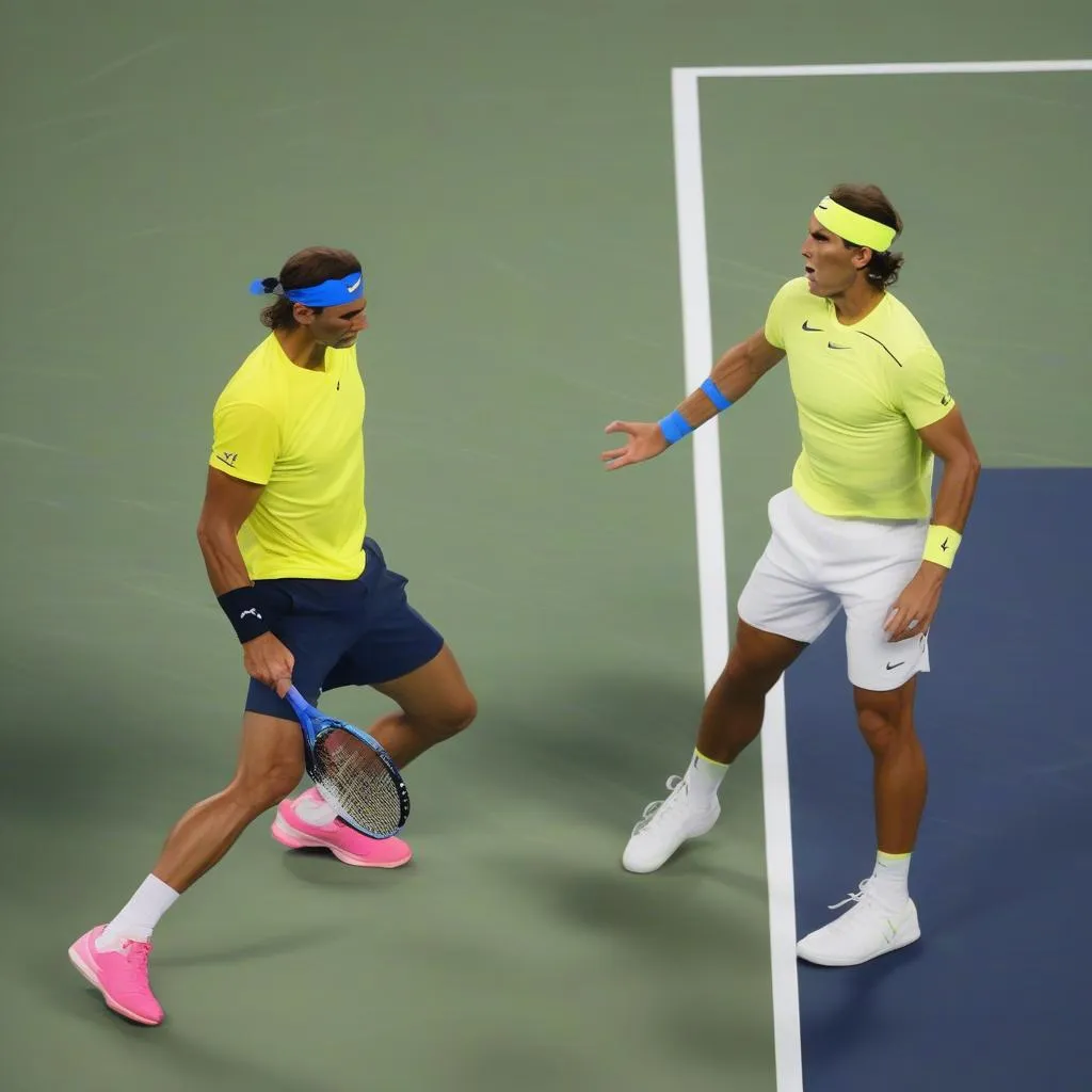 Rafael Nadal và Casper Ruud trong trận chung kết US Open 2022