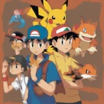 Hình ảnh Ash Ketchum và Gary Oak cùng Pikachu và Charizard