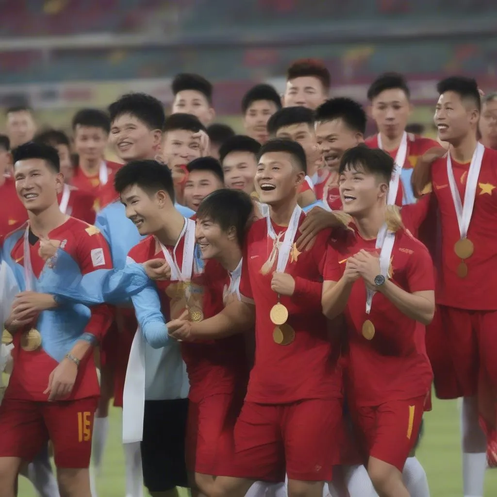 HLV Park Hang-seo và đội tuyển U23 Việt Nam giành ngôi Á quân U23 Châu Á 2018