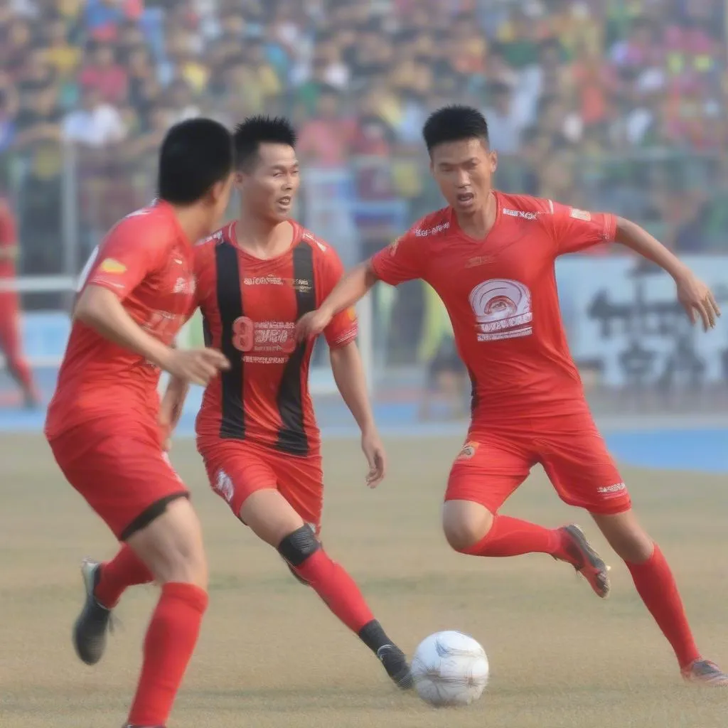 Các cầu thủ Quảng Nam FC trong trận đấu V-League 2017