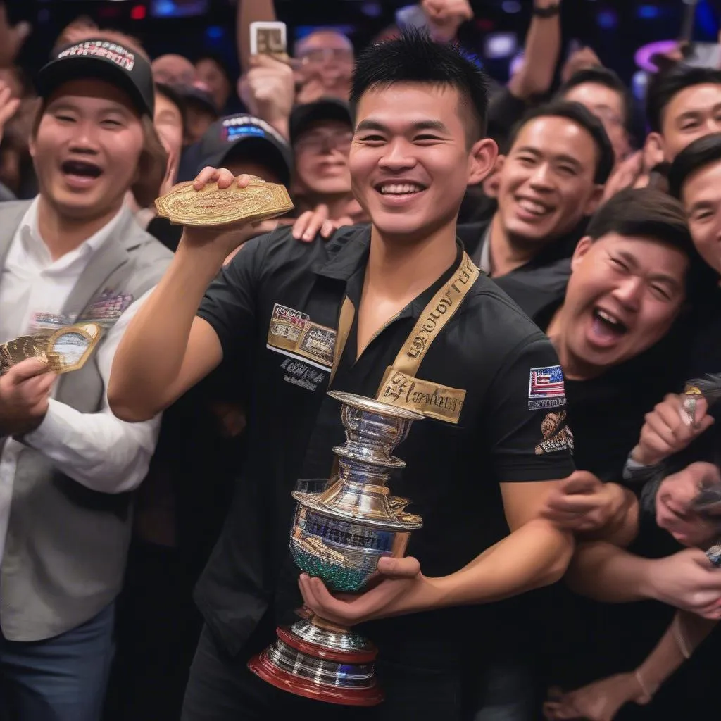 Qui Nguyên nhận cúp vô địch WSOP 2016