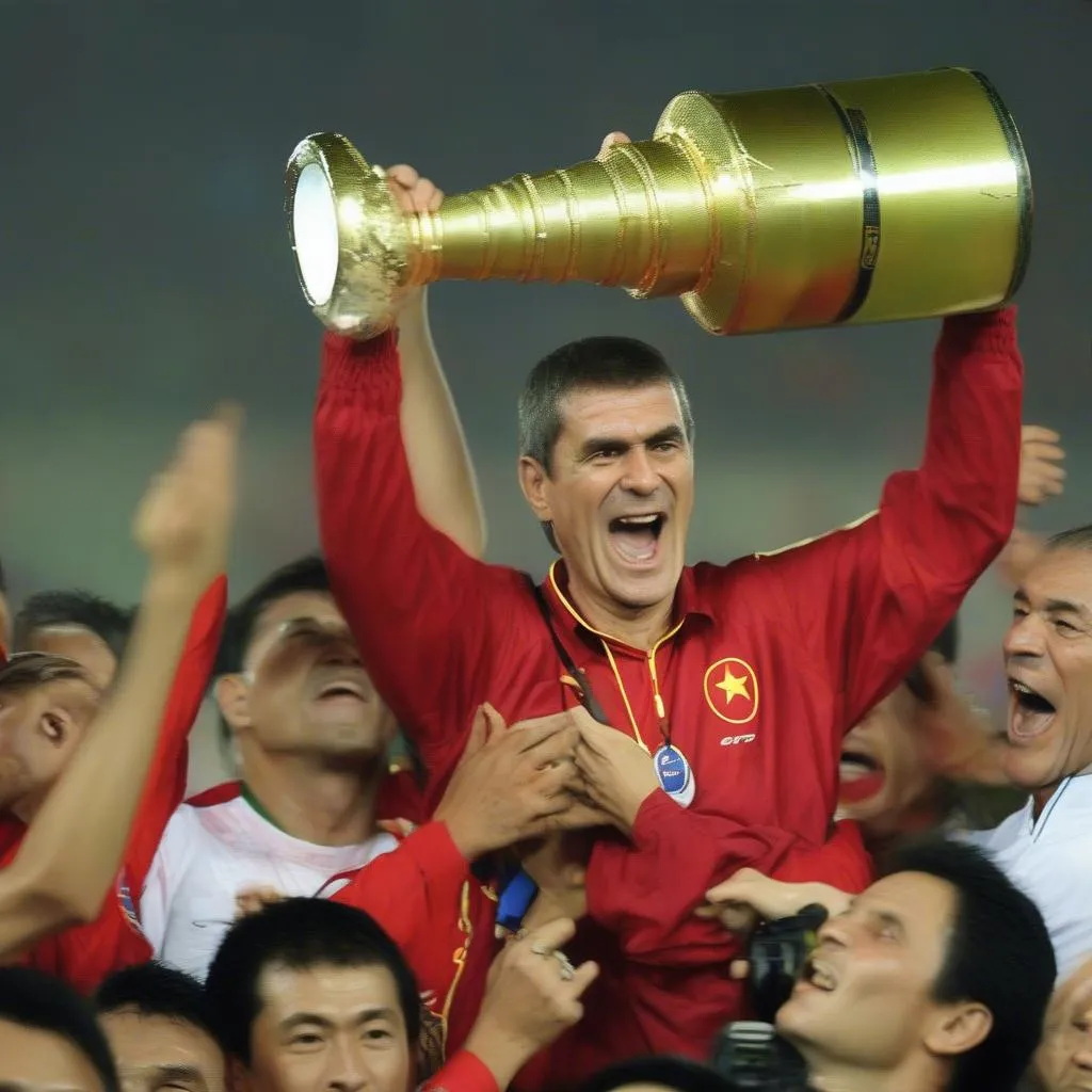 HLV Radojko Avramovic dẫn dắt ĐT Việt Nam giành chức vô địch AFF Cup 2008