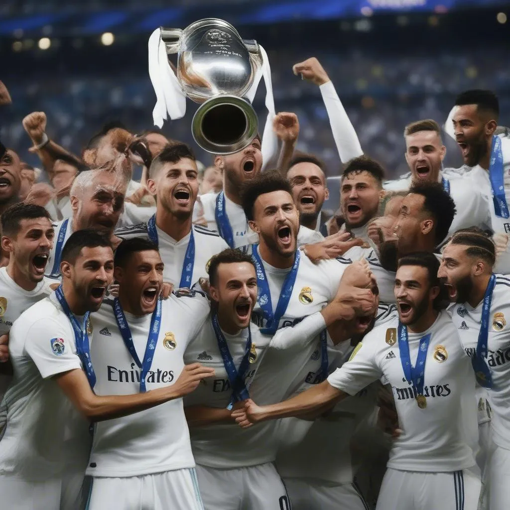 Real Madrid nâng cao chiếc cúp Champions League