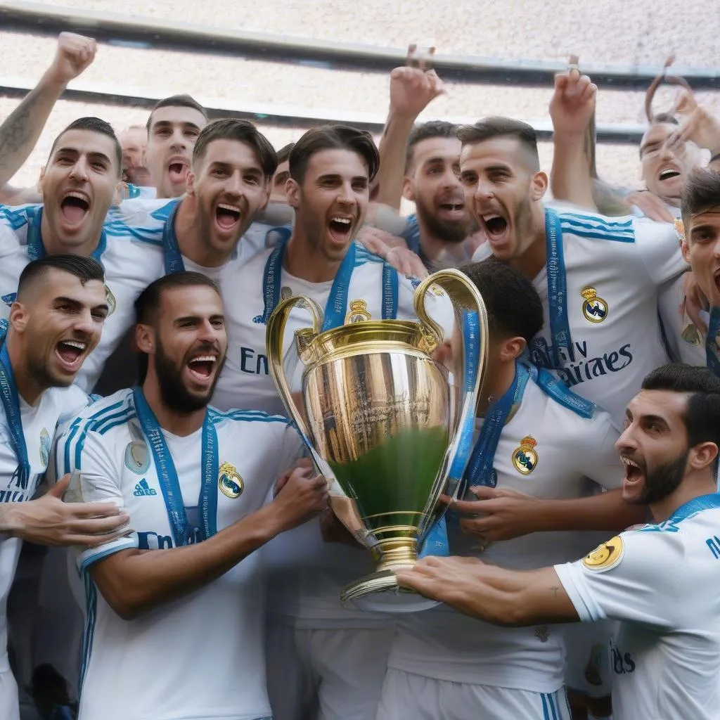 Real Madrid celebrating a La Liga title