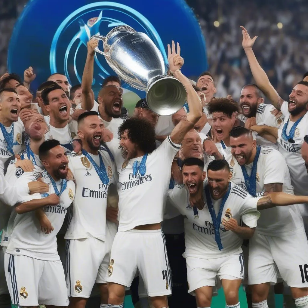 Real Madrid nâng cao chiếc cúp vô địch Cúp C1 Châu Âu 2018