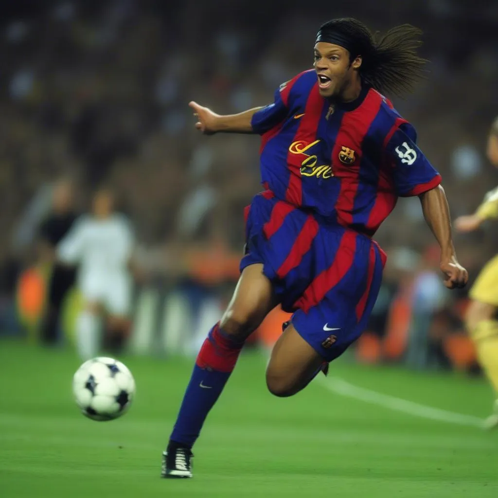 Ronaldinho đưa bóng vào lưới Chelsea, là một bức ảnh mang tính biểu tượng, đánh dấu sự thống trị của Barca ở đấu trường châu Âu