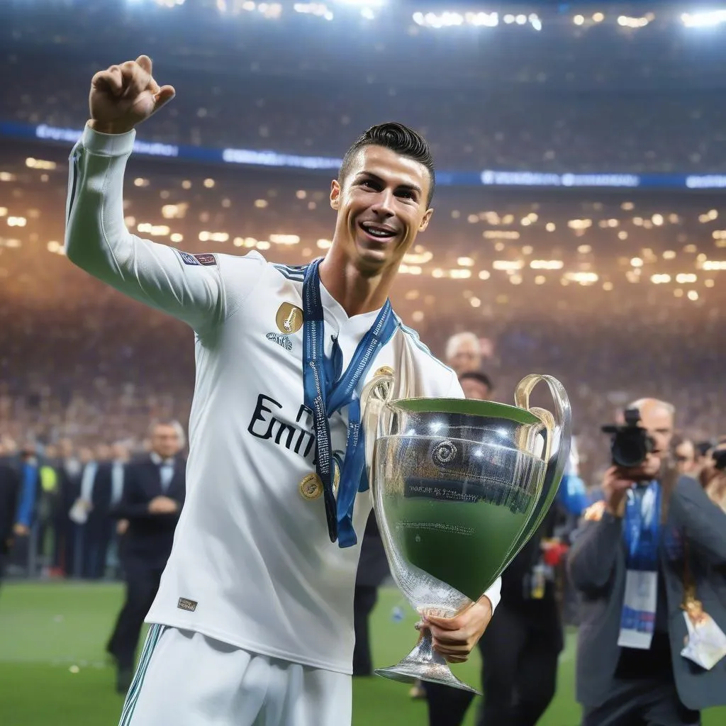 Cristiano Ronaldo nâng cao chiếc cúp C1 danh giá