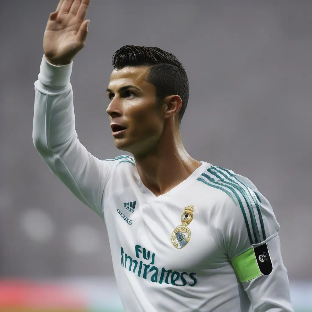 Ronaldo giơ tay chào khán giả