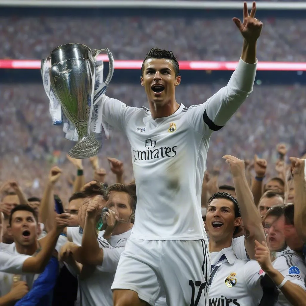 Ronaldo, cầu thủ xuất sắc nhất Champions League 2014, nâng cúp vô địch cùng Real Madrid