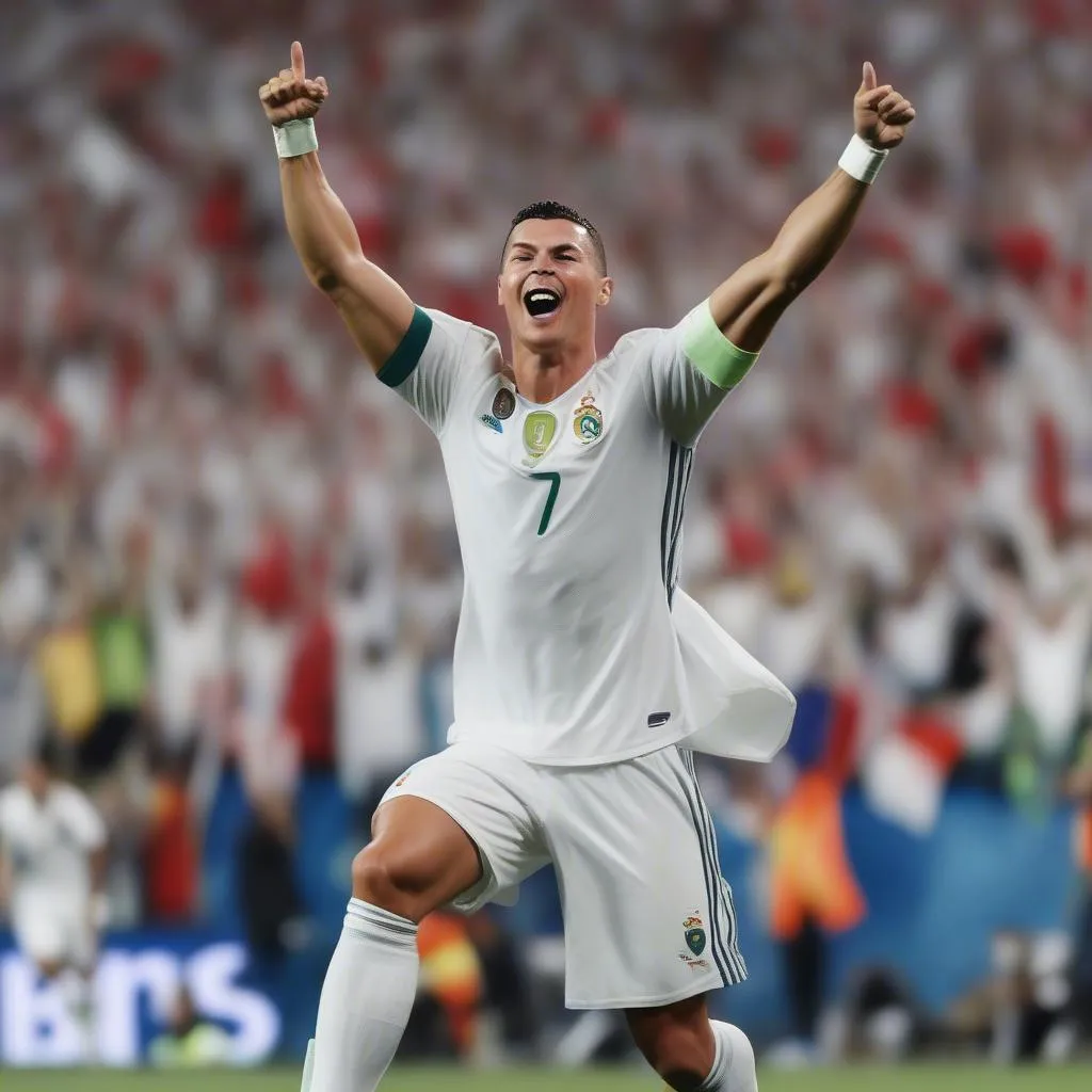 Ronaldo celebrating his victory in the Nations League